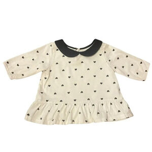 18-24 Months Children's Place Peter Pan Collar Heart Polka Dot Peplum Shirt